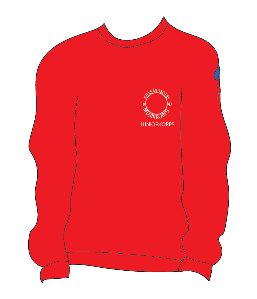 Illustrasjon av uniformsjakke for Kjelsås skoles musikkorps. Illustratør: Rønnaug Stokke